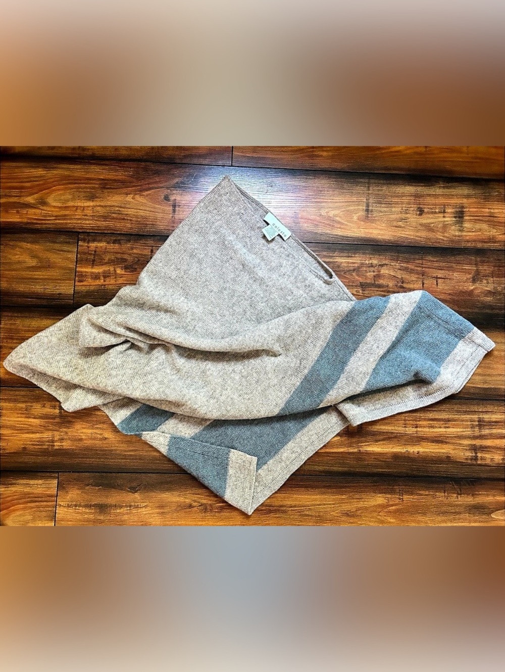 Celeste Wool Cashmere Poncho Wrap in Gray & Blue